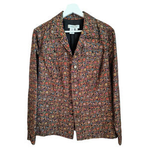 Coldwater Creek Blazer Jacket Women's Sz M Multi color Floral Print Long sleeve